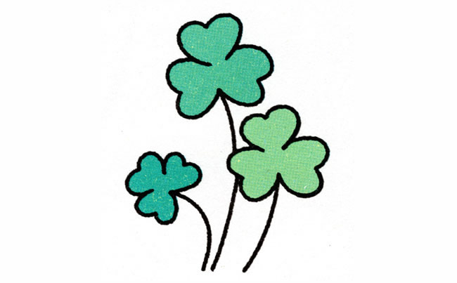 带颜色的三叶草简笔画教程