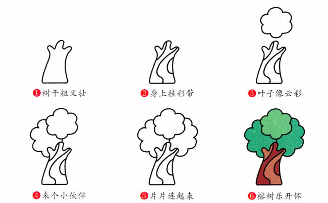带颜色的榕树简笔画教程