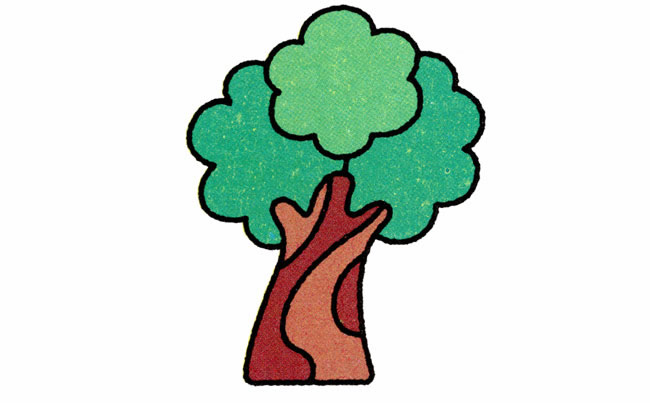 带颜色的榕树简笔画教程