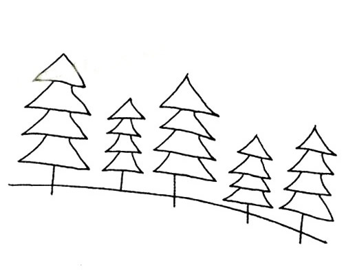 一组简单的松树简笔画