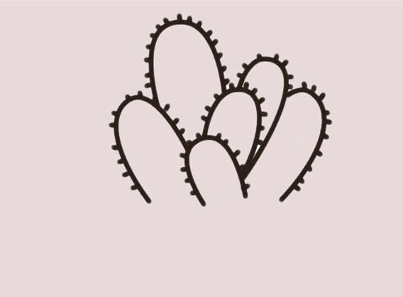 金手指仙人掌盆栽简笔画