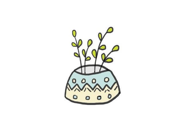 分享几组盆栽简笔画