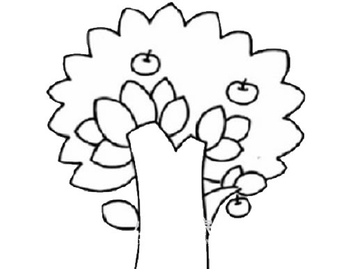 苹果树简笔画画法