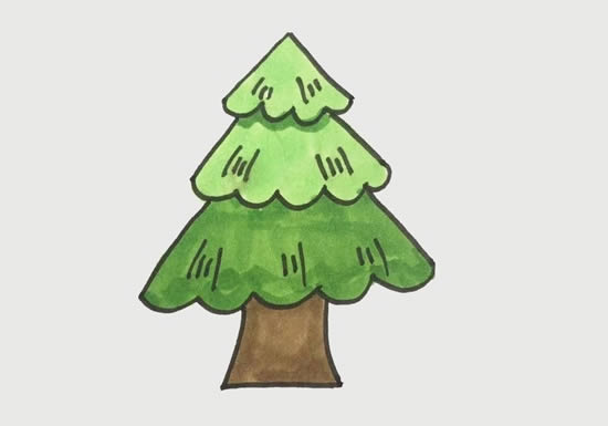 松树简笔画步骤