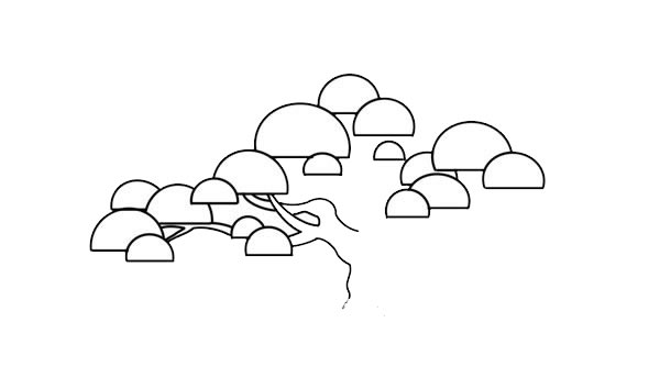 漂亮的彩色云南松简笔画