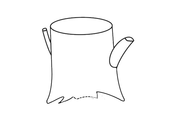 彩色的树桩简笔画步骤