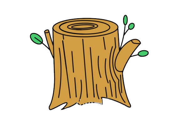 彩色的树桩简笔画步骤