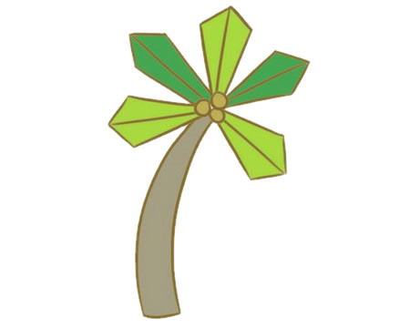 椰树怎么画 椰树简笔画步骤