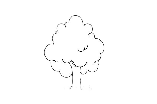 秋天树叶黄了的大树简笔画