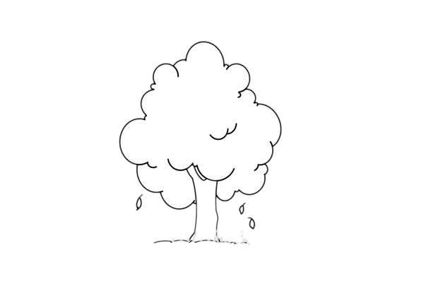 秋天树叶黄了的大树简笔画