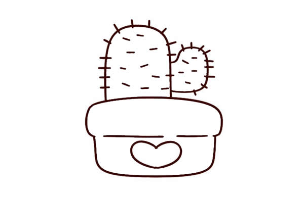 可爱的盆栽仙人掌简笔画