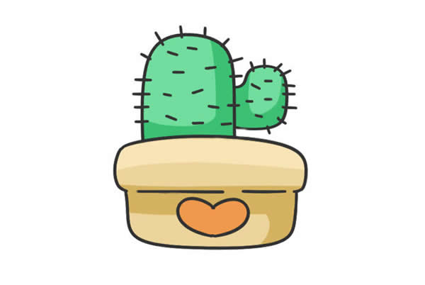 可爱的盆栽仙人掌简笔画