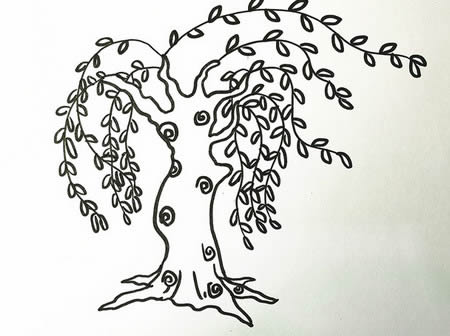 垂柳简笔画步骤图解