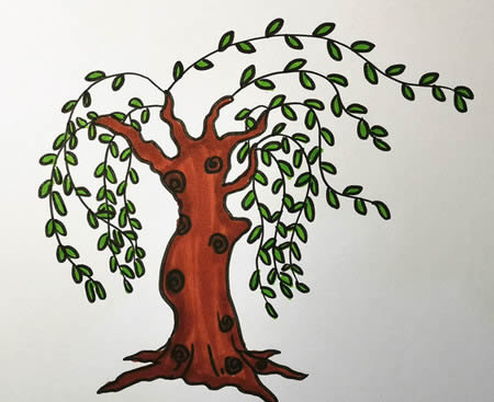 垂柳简笔画步骤图解