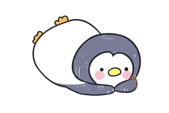 趴在地上的企鹅简笔画