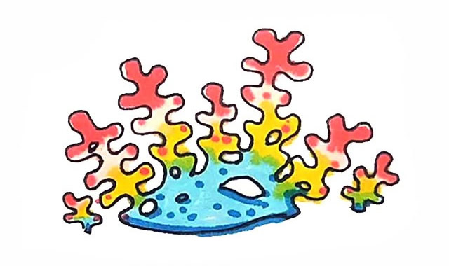 带颜色的珊瑚简笔画怎么画