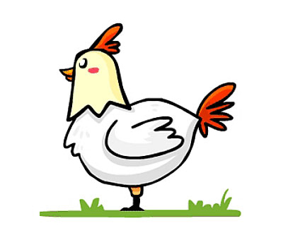 草地上的小鸡简笔画