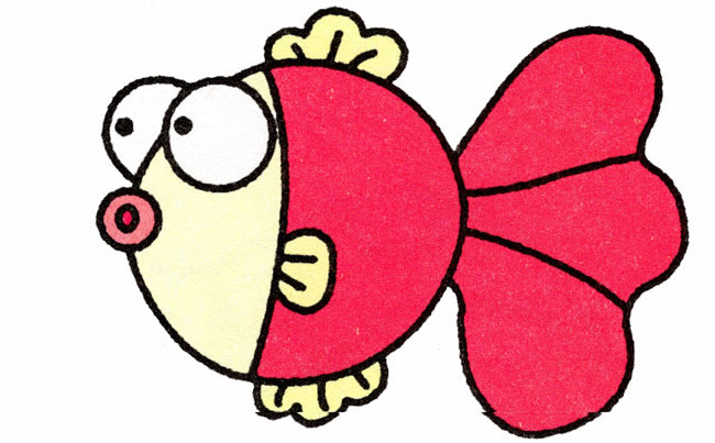 漂亮的观赏鱼金鱼简笔画