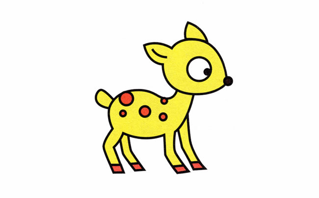 可爱带颜色的小鹿简笔画教程