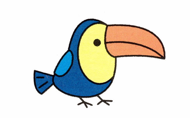 带颜色的巨嘴鸟简笔画教程