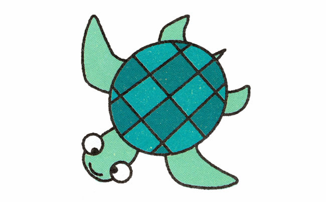 带颜色的海龟简笔画教程