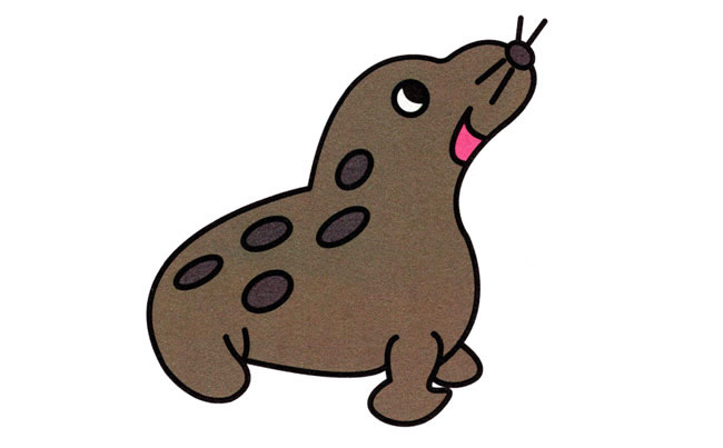 涂色的海豹简笔画步骤