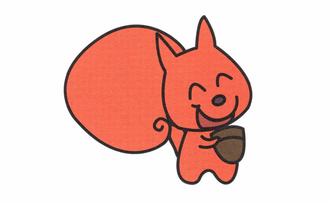 开心的松鼠简笔画带颜色