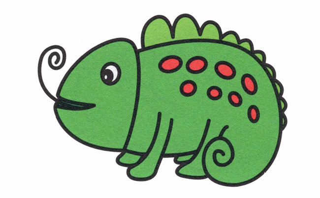 带颜色的变色龙简笔画教程 带颜色的变色龙简笔画教程