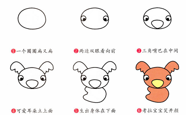 简单涂色的考拉怎么画