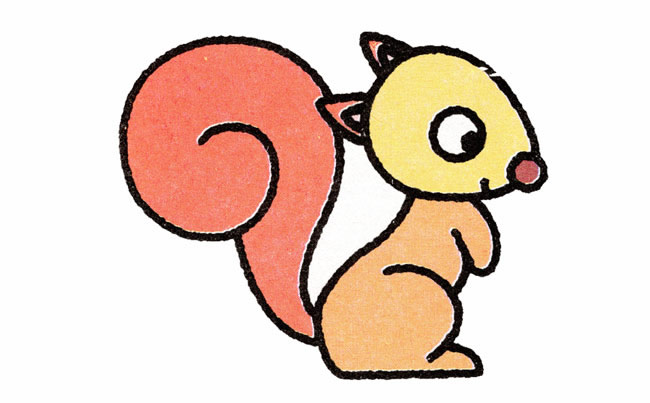 带颜色的松鼠简笔画步骤
