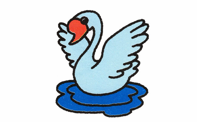 带颜色的天鹅简笔画步骤