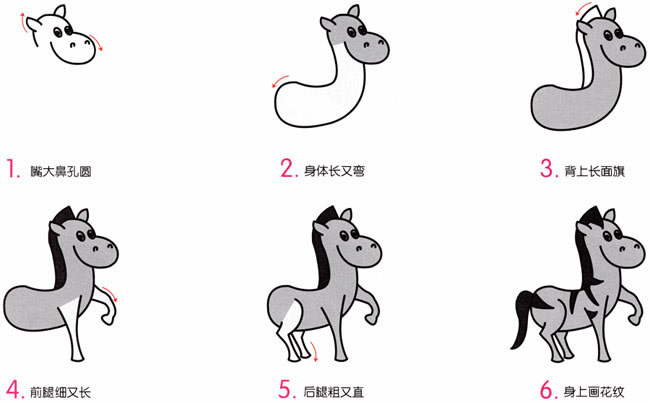 带颜色的小斑马简笔画