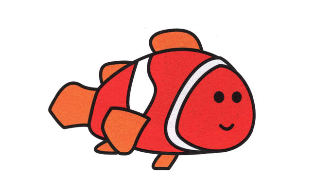 涂色的小丑鱼简笔画步骤