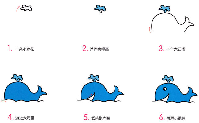 涂色的鲸鱼简笔画步骤