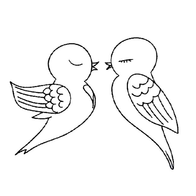 亲吻的相思鸟简笔画