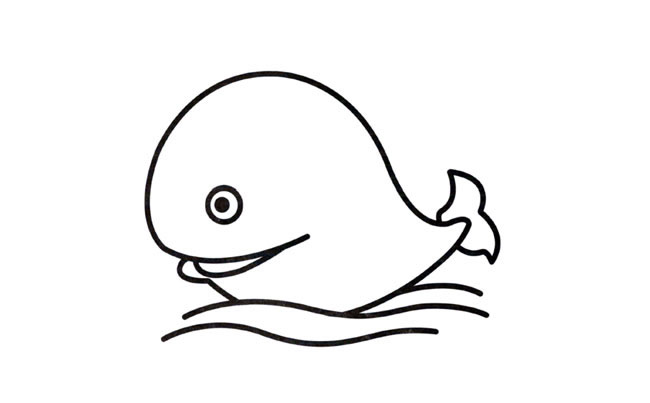 涂色的可爱鲸鱼简笔画