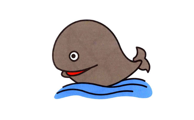 涂色的可爱鲸鱼简笔画