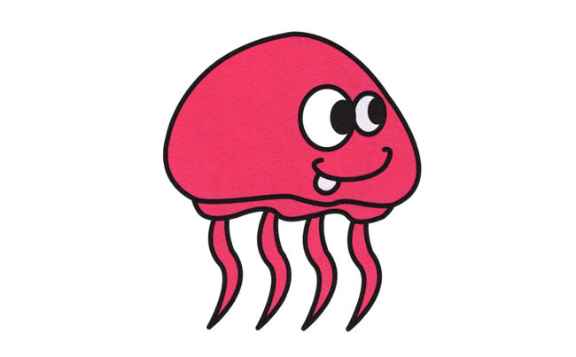 卡通涂色的水母简笔画