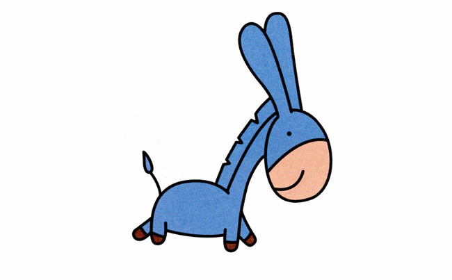 涂色的卡通毛驴简笔画