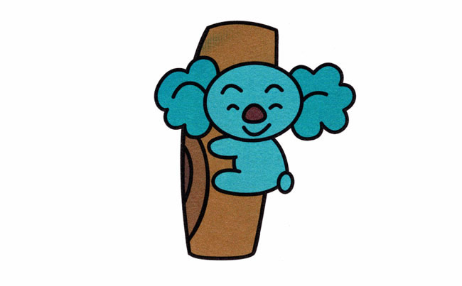 爬树的考拉简笔画带颜色