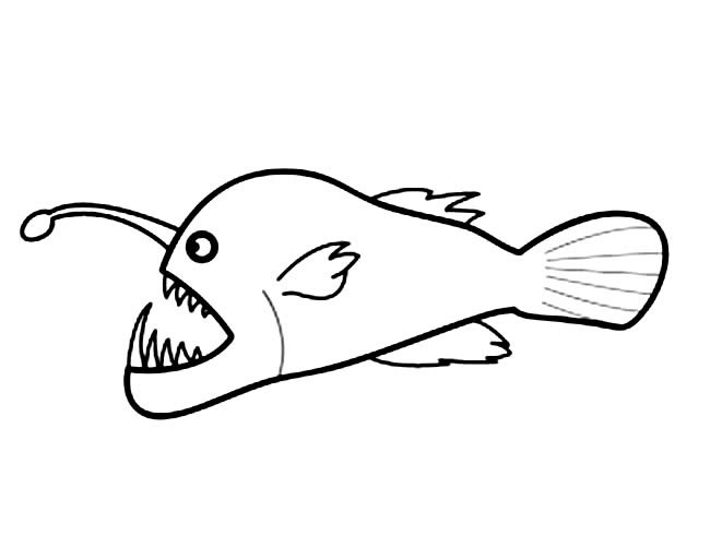 凶猛的琵琶鱼简笔画