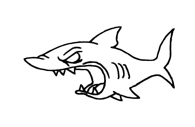 恐怖的鲨鱼简笔画