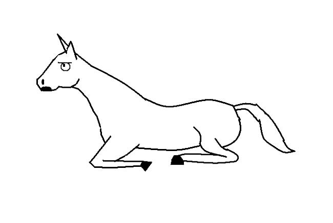跪在地上的骏马简笔画