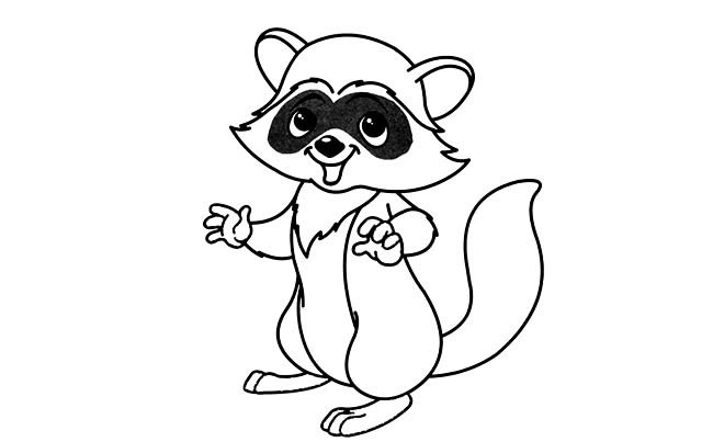 可爱的卡通小浣熊简笔画