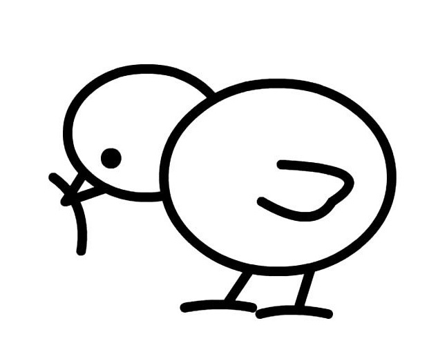 关于小鸡吃虫的简笔画