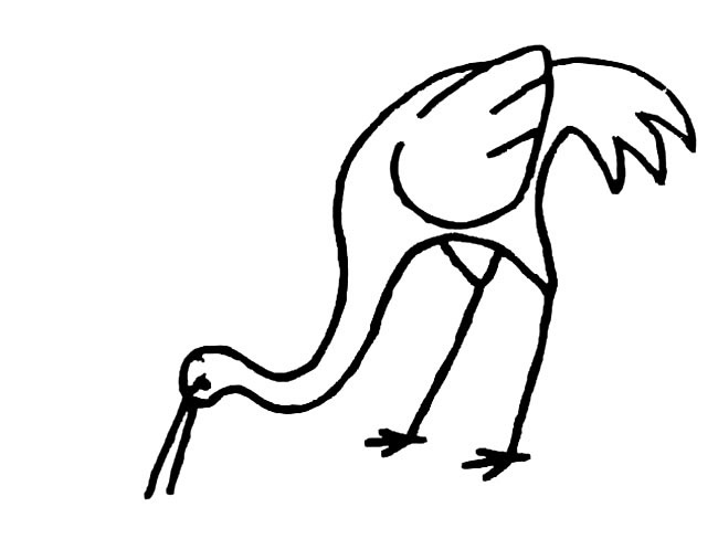 寻找食物的白鹤简笔画