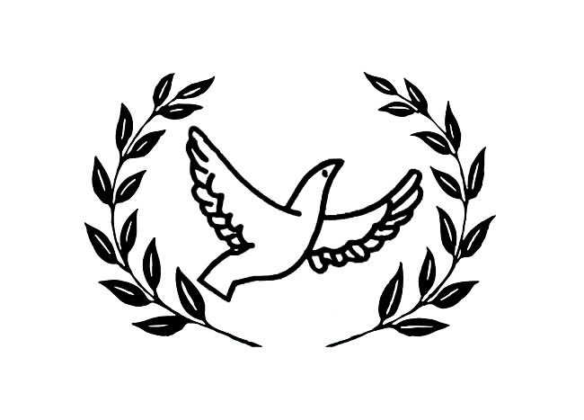 树叶环绕的和平鸽简笔画