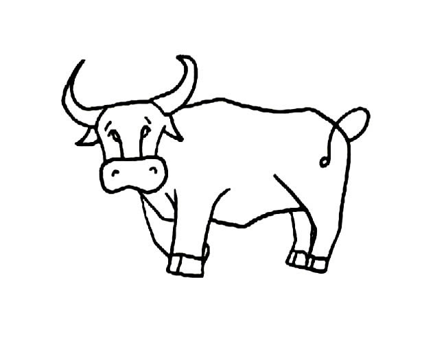 一头老水牛的简笔画