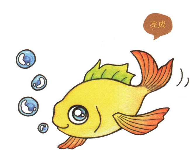吐泡泡的金鱼简笔画