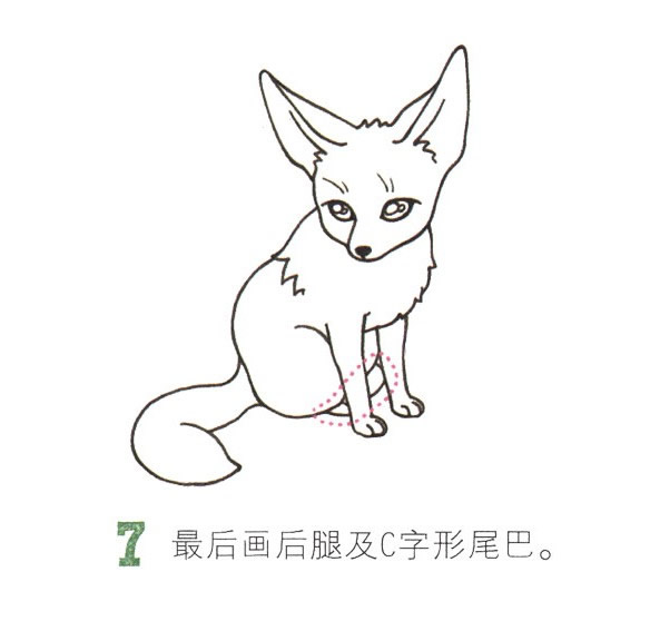 带颜色的狐狸简笔画